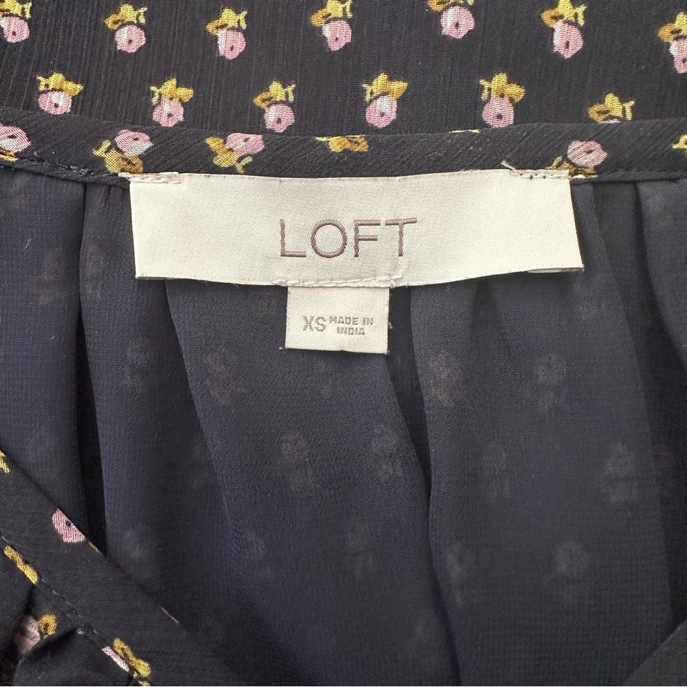 LOFT Rose Ruffle V-neck Blouse - Picture 7 of 8